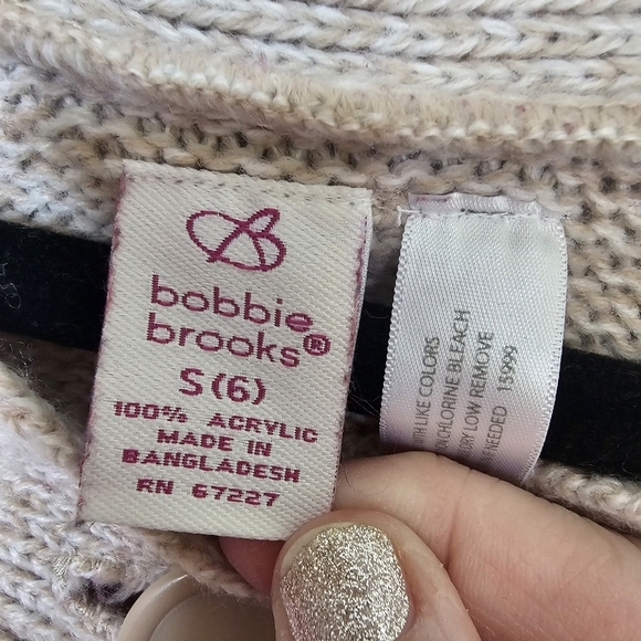 Bobbie Brooks Cardigan Womens Small 6 Beige Tan Knit Button Short Sleeve Fall‎ - Picture 5 of 9